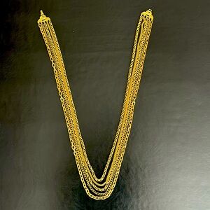 Long 5-Row gold chain necklace